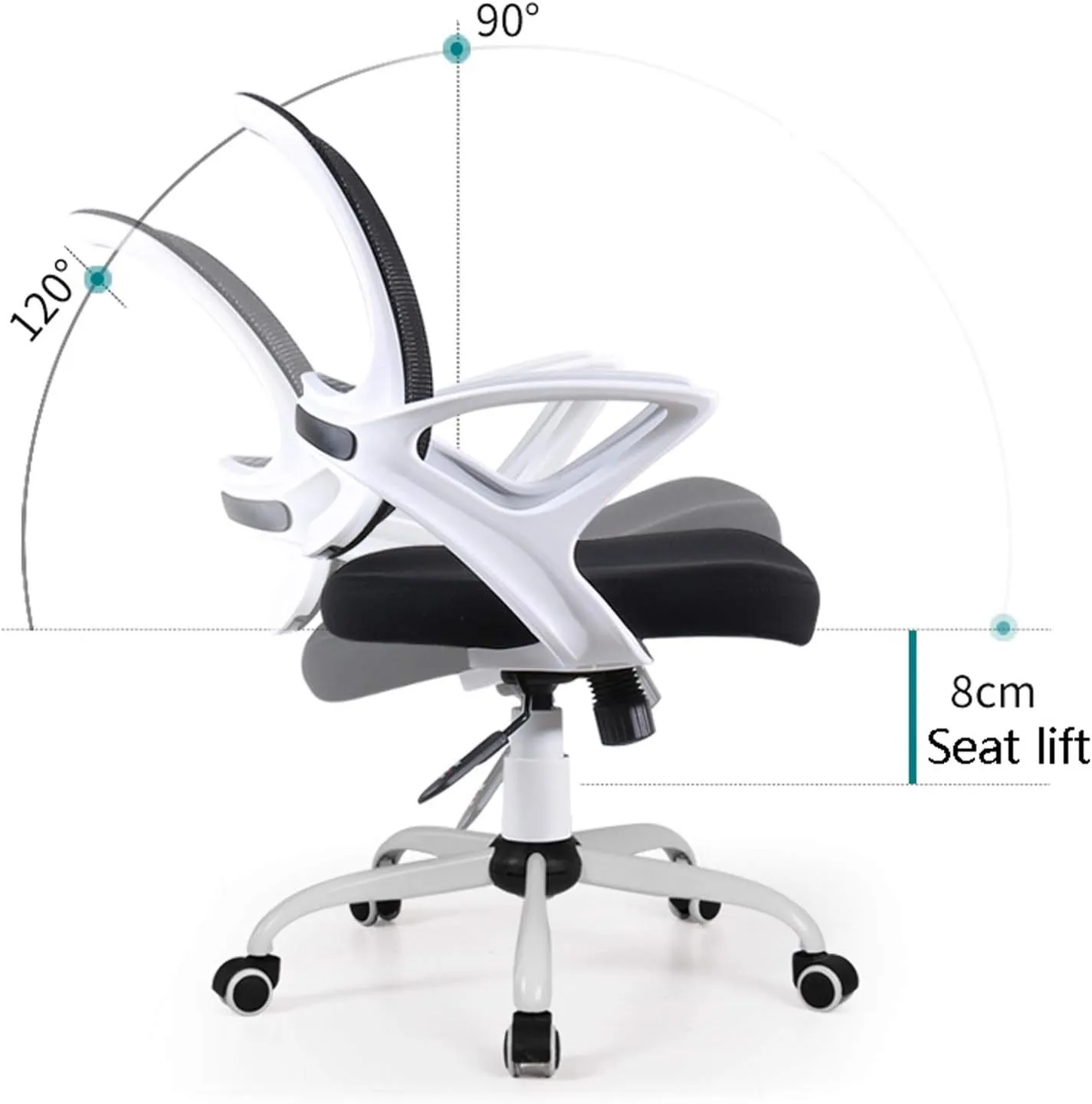Ergonomic Desk Chair Ergonomic Office Chair Desk Chair for Home Office Work Chair Mid-Back Mesh Chair, Height Adjustable Swivel and Rocking Chair Office Chair (Color : White)