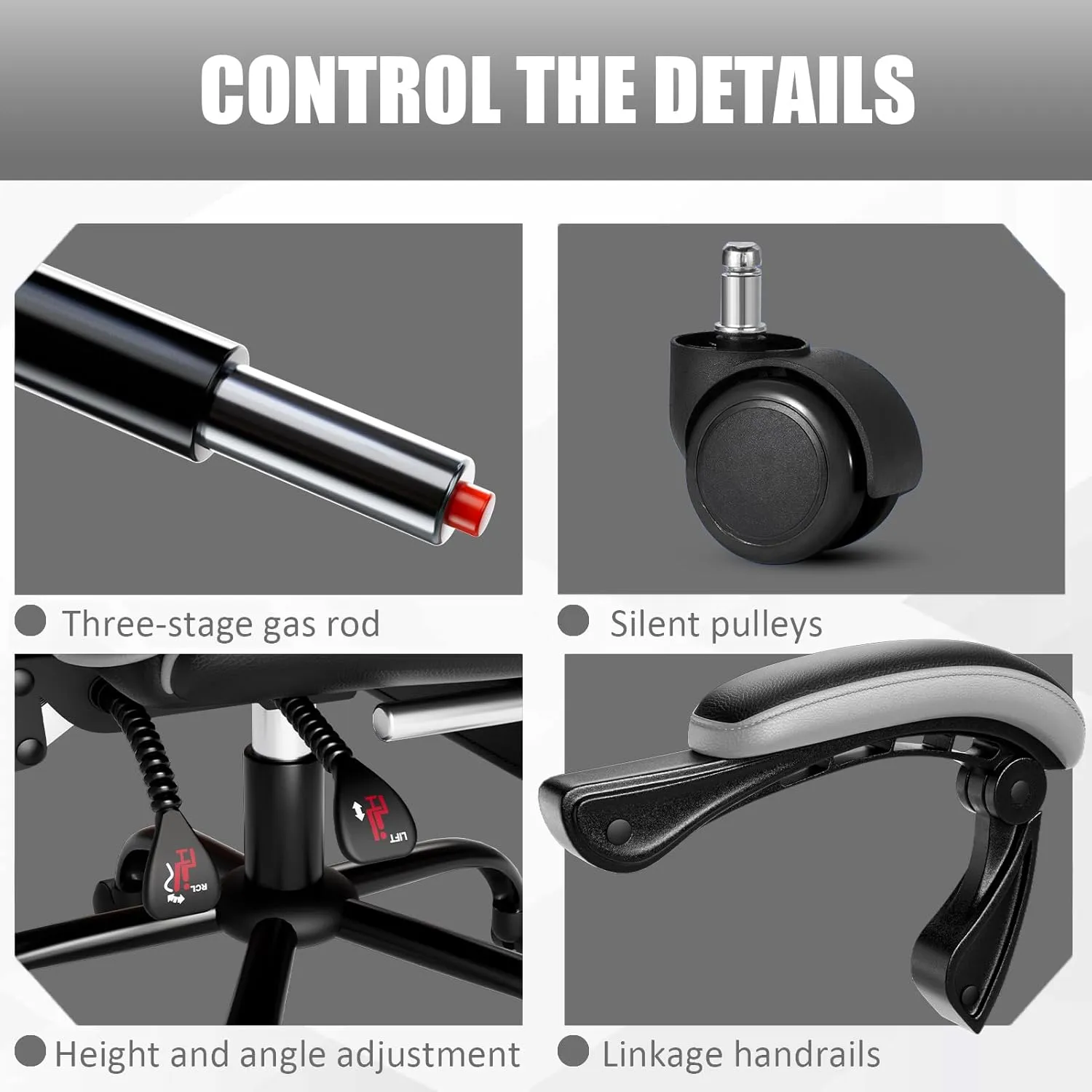 Ergonomic Gaming Chair with Footrest, PU Leather Video Game Chairs for Adults, Comfortable Computer Chair for Heavy People, Reclining Gamer Chair Office Chair with Lumbar Support