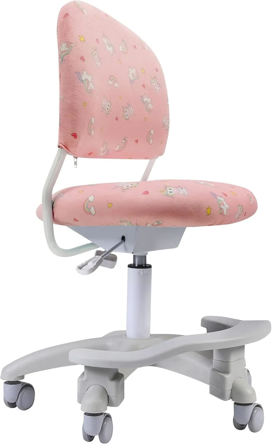 Ergonomic Kids Desk Chair, Girl's Child's Children Student Study Office Computer Chair, Adjustable Height and Seat Depth, Detachable Footrest, Lumbar Support (Peach Pink Unicorn, W/Chair Slipcovers)