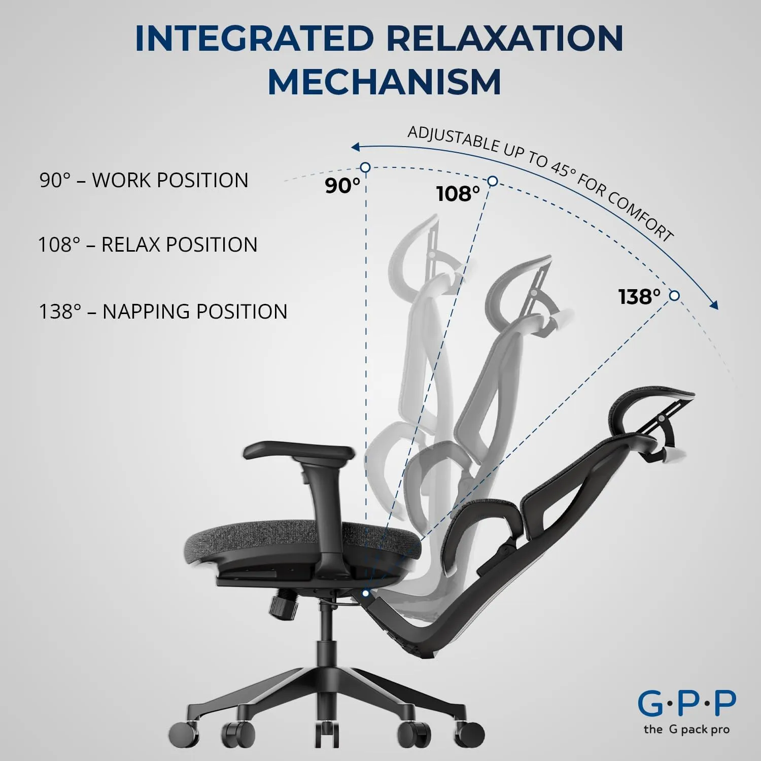 Ergonomic Office Chair – Computer Chair with Divided Tilted Back, Adjustable Armrests & Soft Seat – Holds Up to 290bs (Gray)