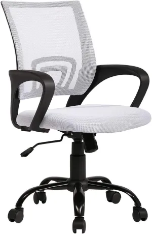 Ergonomic Office Chair Mesh Cheap Desk Chair Task Computer Chair Lumbar Support Modern Executive Adjustable Rolling Swivel Chair for Back Pain, White
