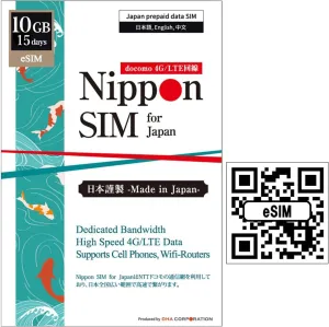 [eSIM] Japan eSIM 15 Days Data Only SIM | 10GB High-Speed 4G LTE   Unlimited Data at Reduced Speed | No Roaming Needed for Faster, Safer Access | Hotspot tethering Supported | Docomo | Made in Japan