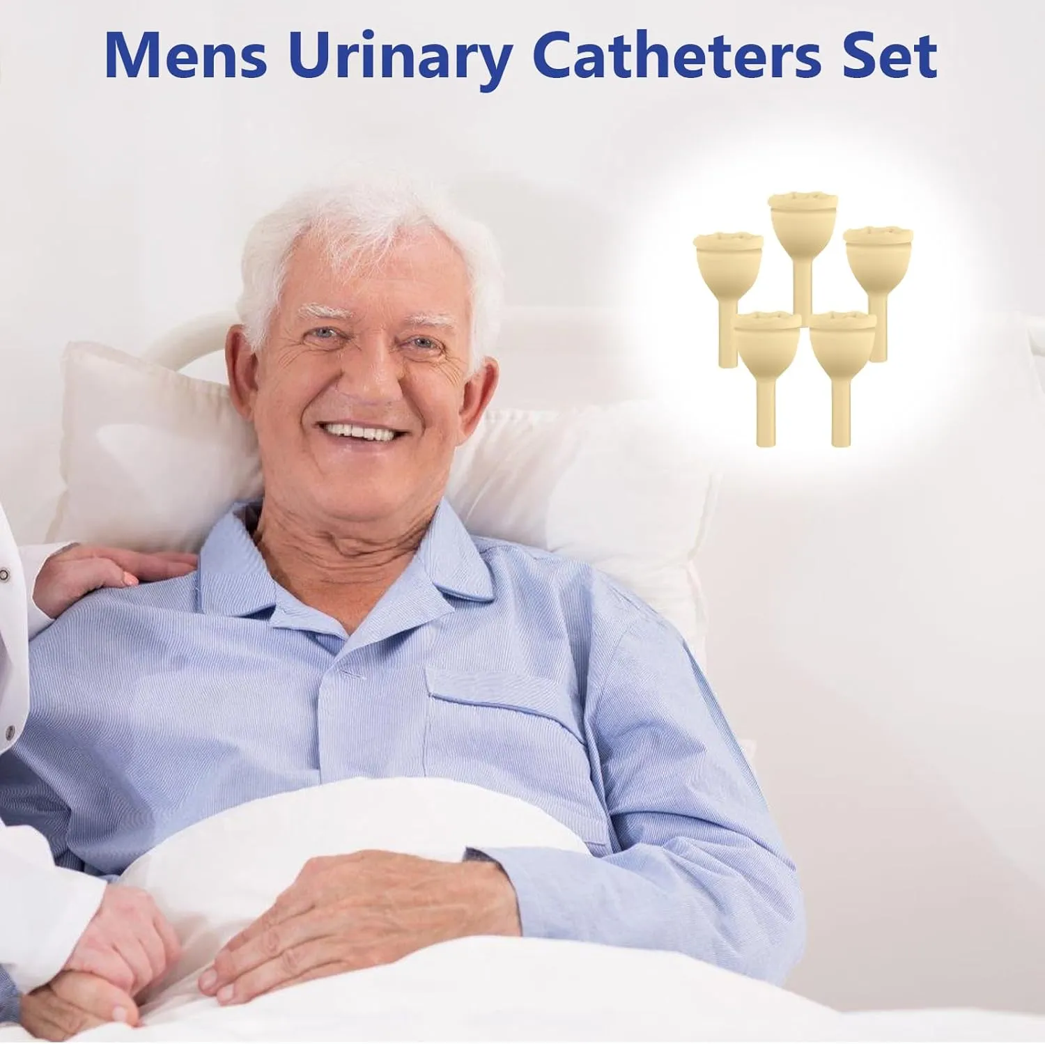 External Male catheters for Men, Urine Collection 26 pcs Soft Latex Sets, 1 pcs 750 ml Leg Bag, 1 pcs1000 ml Leg Bag, 1 pcs 1500 ml Urine Bag, 1 pcs 2000 ml Urine Bag with 4 Rolls Tape (30MM)