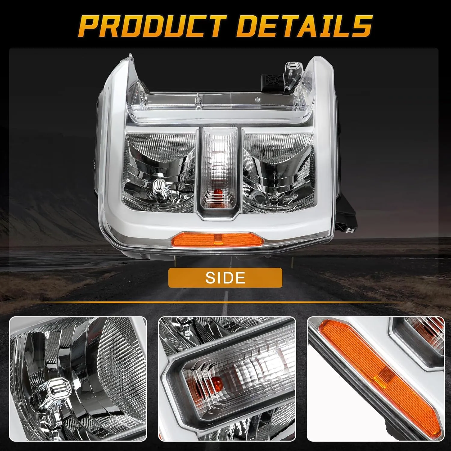 F250 Halogen Headlights Assembly Compatible with Ford F250 Super Duty 2023 2024 With bulb Right Passenger Side Headlamp OE FO2503429 PC3Z13008H