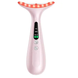 Facial and Neck Massager for Face, Neck - Skin Lifting & Firming - Wrinkle & Dark Circle Reducer - at Home Skin Care Face Sculpting Tool and Neck Massager-Pastel Pink