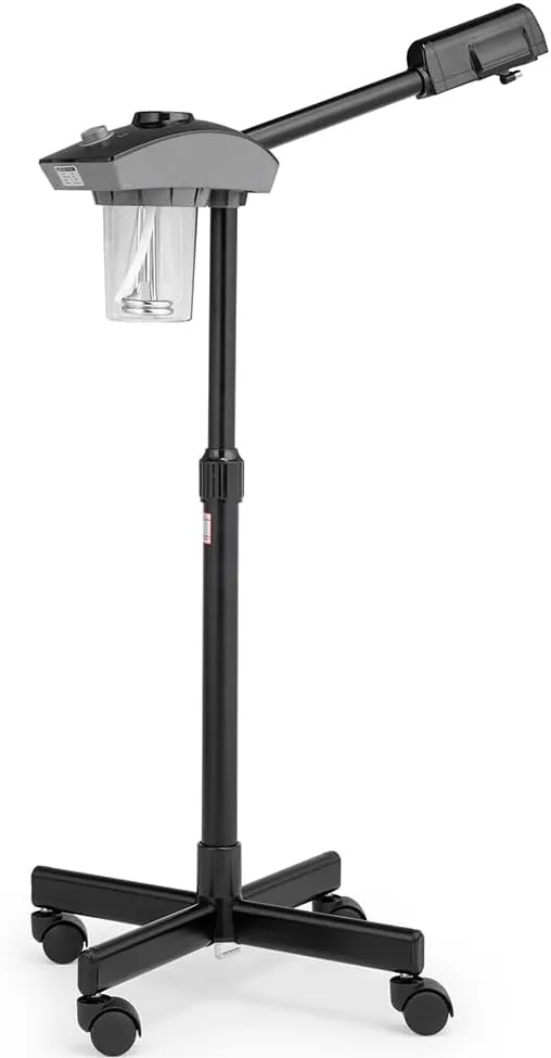 Facial Steamer on Wheels, Floor Stand Facial Steamer with Hot Mist Function, Face Hair Spa Mist Steam Facial Deep Cleaning Device for Home Beauty Salon, Black