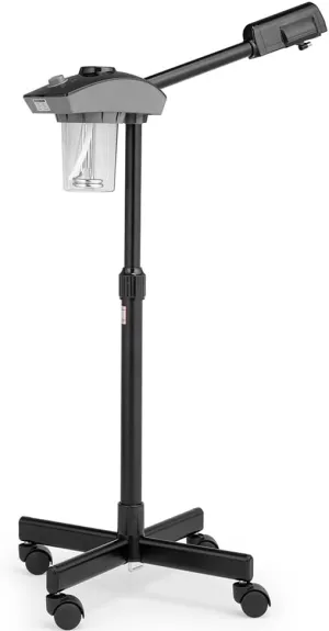 Facial Steamer on Wheels, Floor Stand Facial Steamer with Hot Mist Function, Face Hair Spa Mist Steam Facial Deep Cleaning Device for Home Beauty Salon, Black