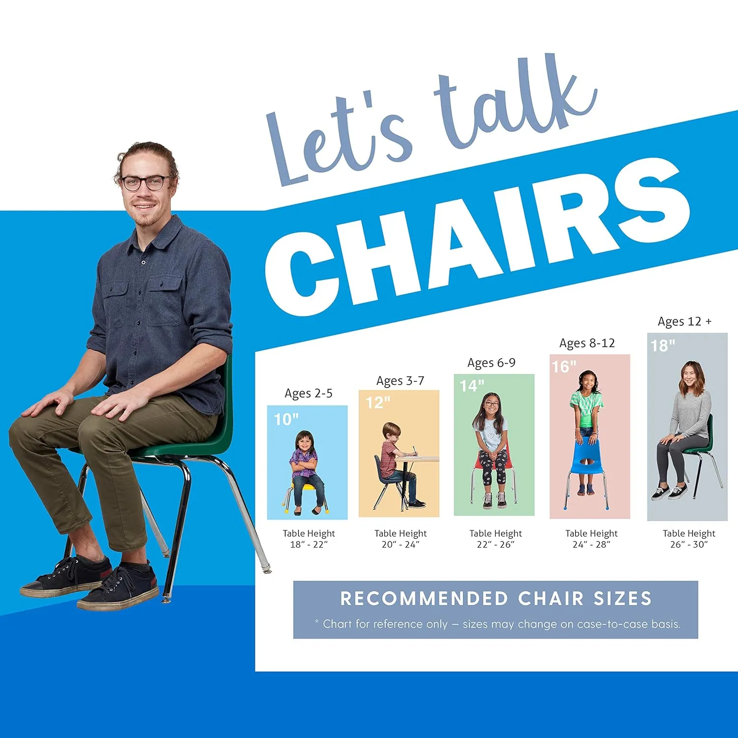 Factory Direct Partners 10364-GN 14" School Stack Chair, Stacking Student Seat with Chromed Steel Legs and Nylon Swivel Glides for in-Home Learning or Classroom - Green (6-Pack)