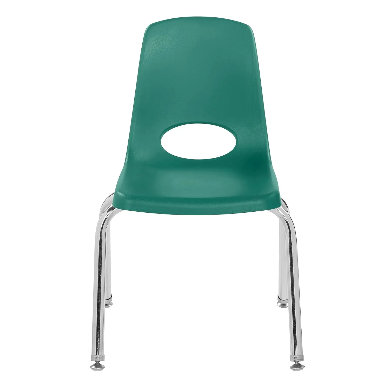 Factory Direct Partners 10364-GN 14" School Stack Chair, Stacking Student Seat with Chromed Steel Legs and Nylon Swivel Glides for in-Home Learning or Classroom - Green (6-Pack)