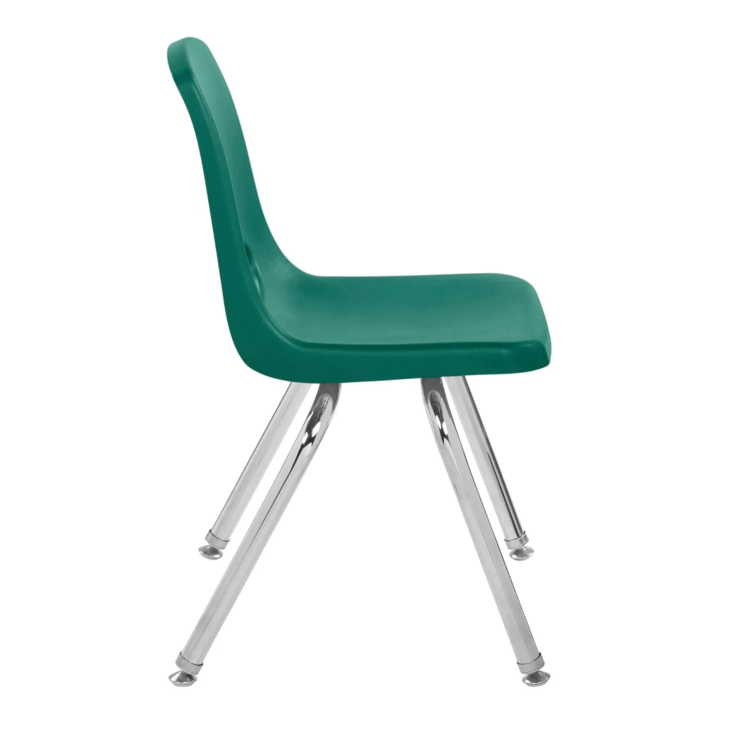 Factory Direct Partners 10364-GN 14" School Stack Chair, Stacking Student Seat with Chromed Steel Legs and Nylon Swivel Glides for in-Home Learning or Classroom - Green (6-Pack)