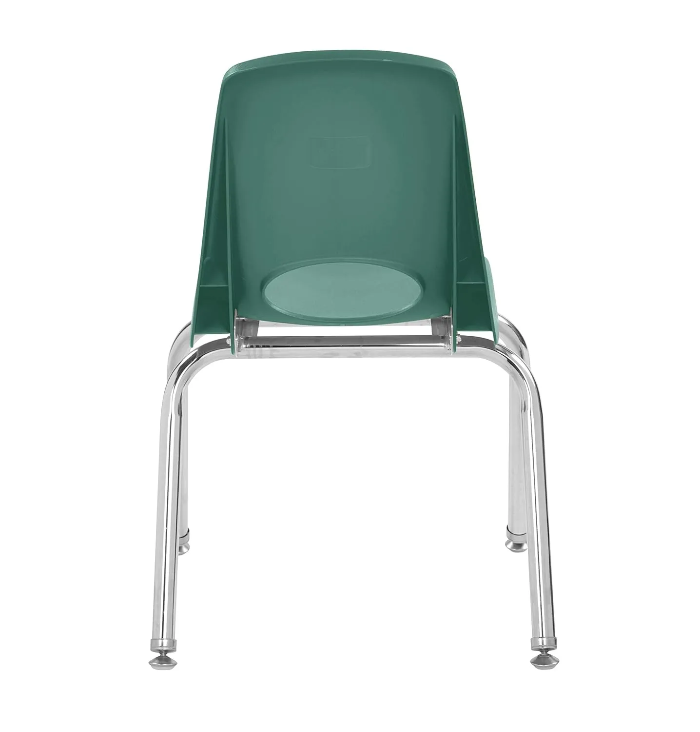 Factory Direct Partners 10364-GN 14" School Stack Chair, Stacking Student Seat with Chromed Steel Legs and Nylon Swivel Glides for in-Home Learning or Classroom - Green (6-Pack)