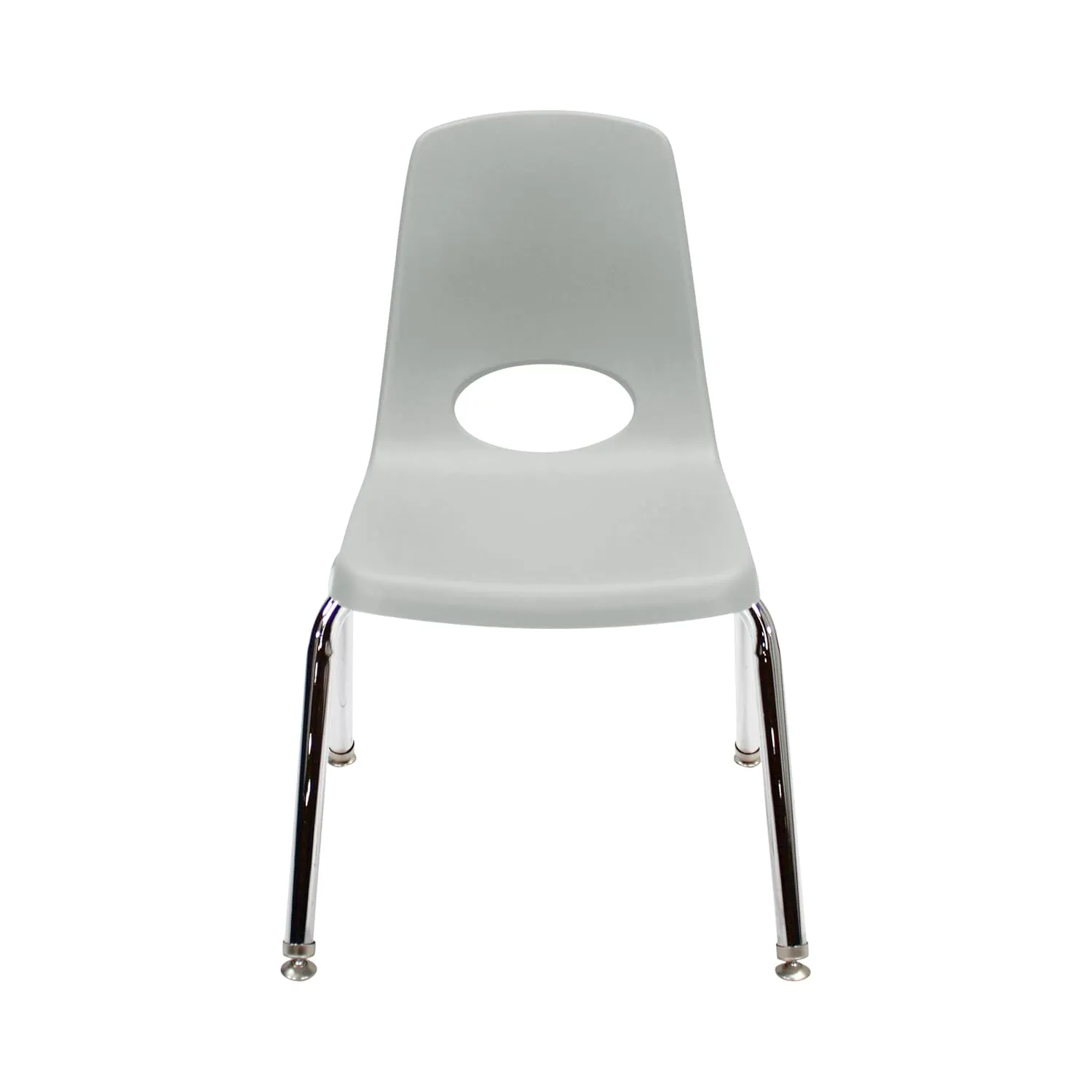 Factory Direct Partners 10364-LG 14" School Stack Chair, Stacking Student Seat with Chromed Steel Legs and Nylon Swivel Glides for in-Home Learning or Classroom - Light Gray (6-Pack)