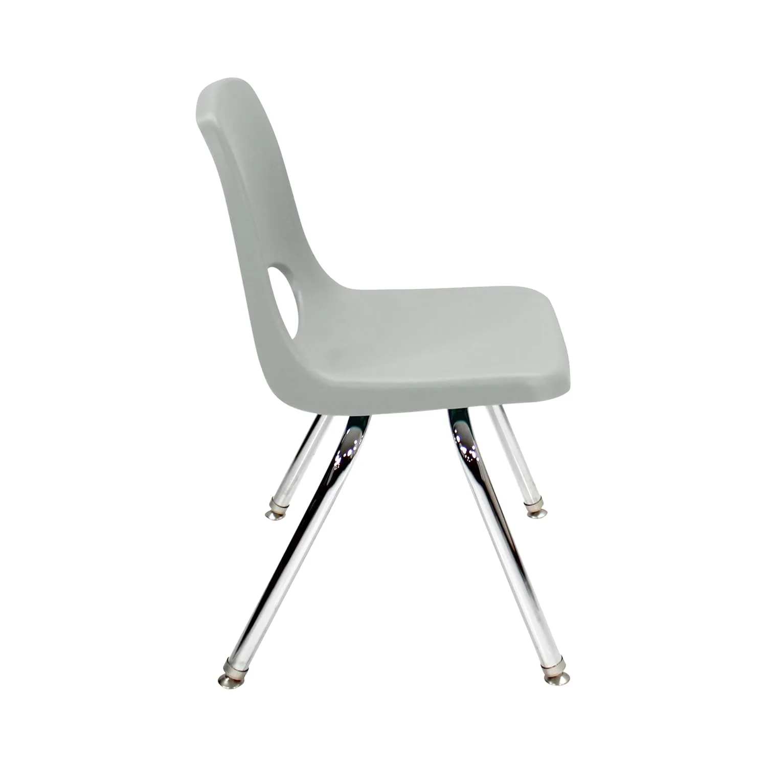 Factory Direct Partners 10364-LG 14" School Stack Chair, Stacking Student Seat with Chromed Steel Legs and Nylon Swivel Glides for in-Home Learning or Classroom - Light Gray (6-Pack)