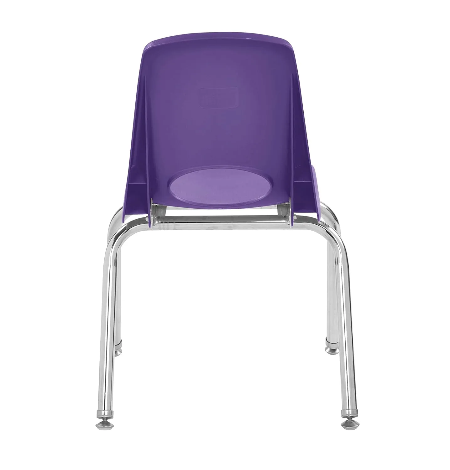 Factory Direct Partners 10364-PU 14" School Stack Chair, Stacking Student Seat with Chromed Steel Legs and Nylon Swivel Glides for in-Home Learning or Classroom - Purple (6-Pack)