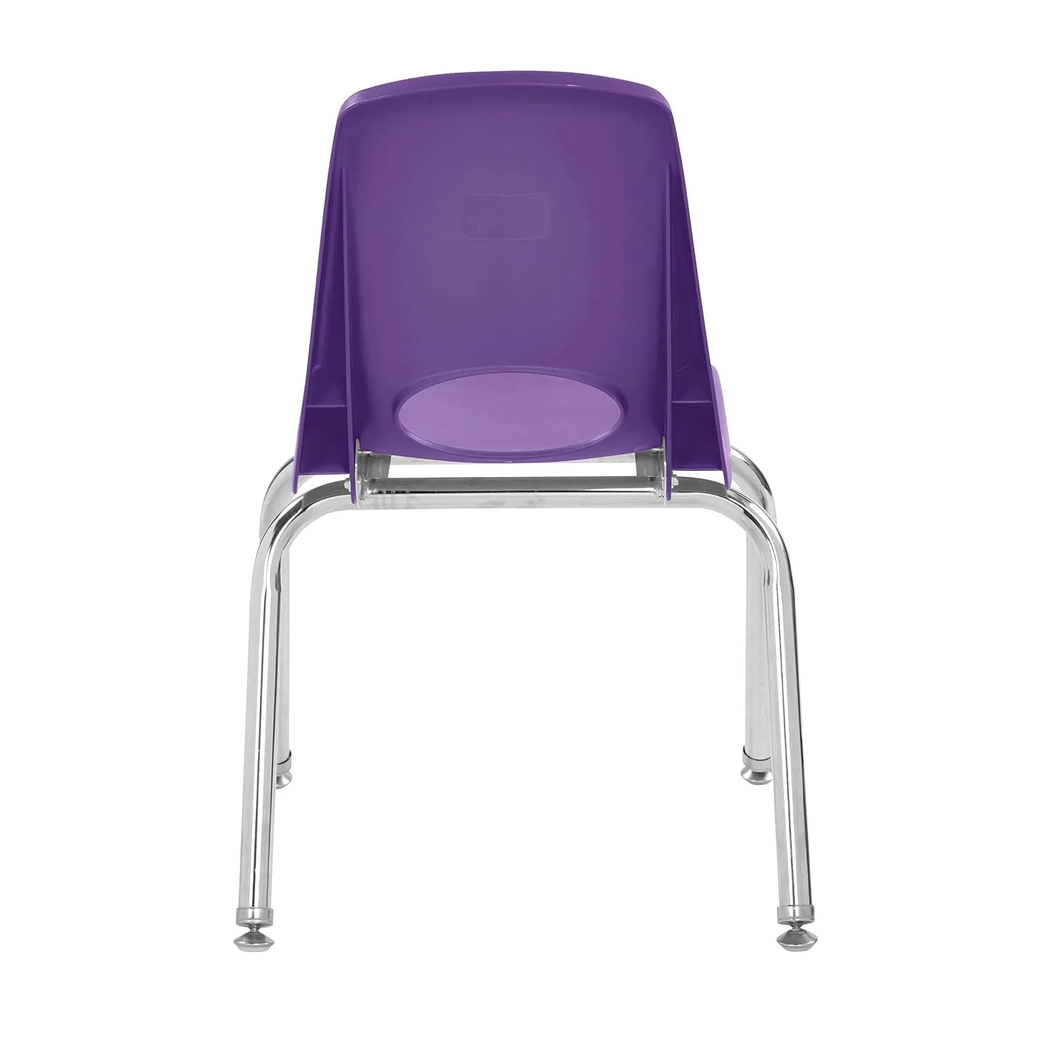 Factory Direct Partners 10364-PU 14" School Stack Chair, Stacking Student Seat with Chromed Steel Legs and Nylon Swivel Glides for in-Home Learning or Classroom - Purple (6-Pack)
