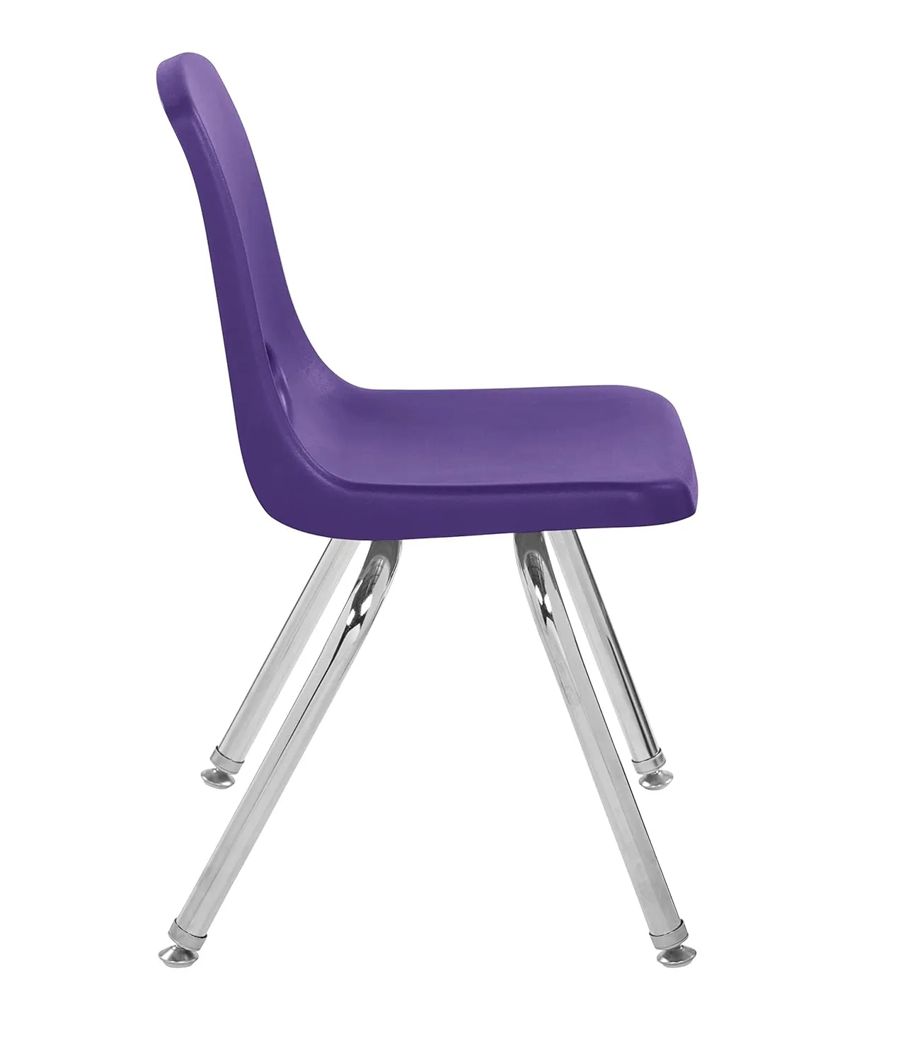 Factory Direct Partners 10364-PU 14" School Stack Chair, Stacking Student Seat with Chromed Steel Legs and Nylon Swivel Glides for in-Home Learning or Classroom - Purple (6-Pack)