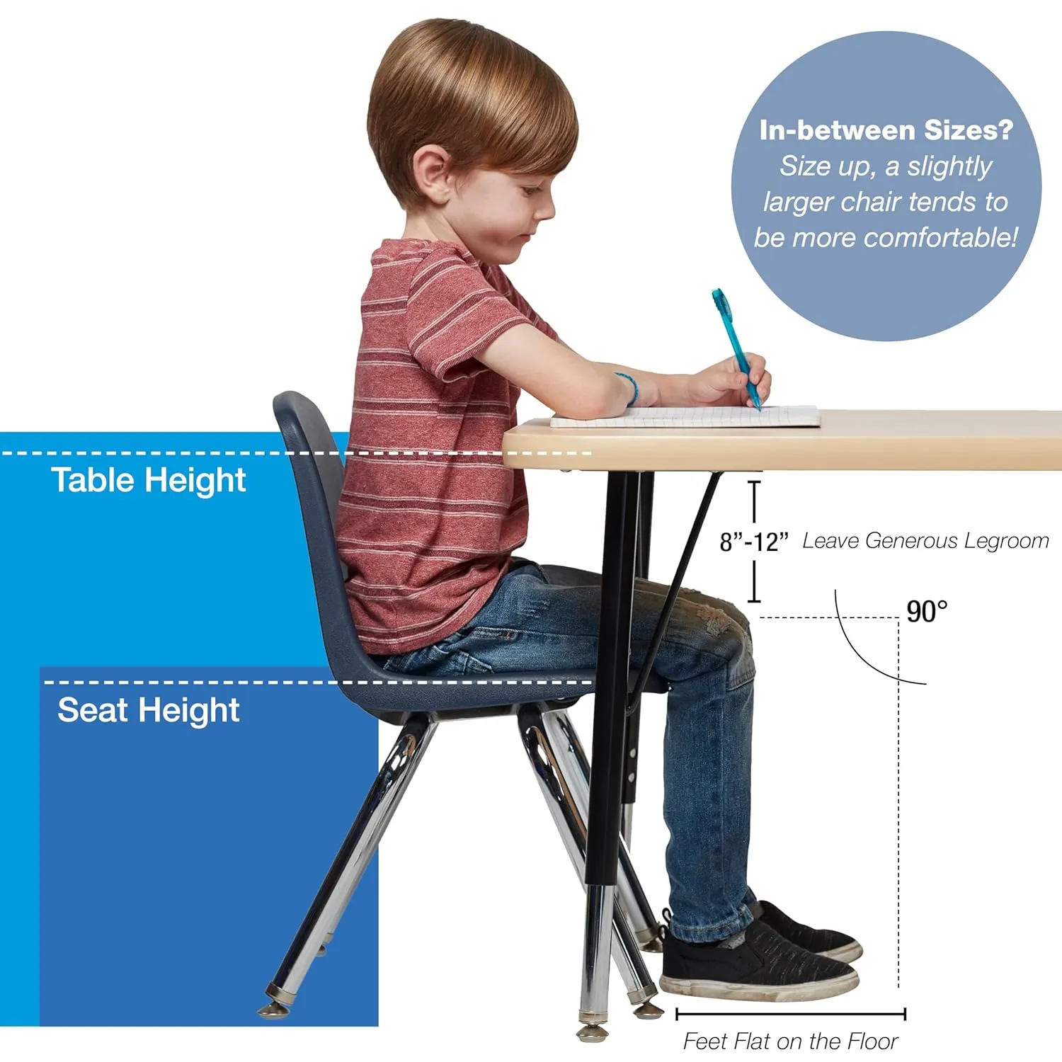 Factory Direct Partners 10371-BK 18" School Stack Chair, Stacking Student Seat with Chromed Steel Legs and Nylon Swivel Glides for in-Home Learning, Classroom or Office - Black (5-Pack)