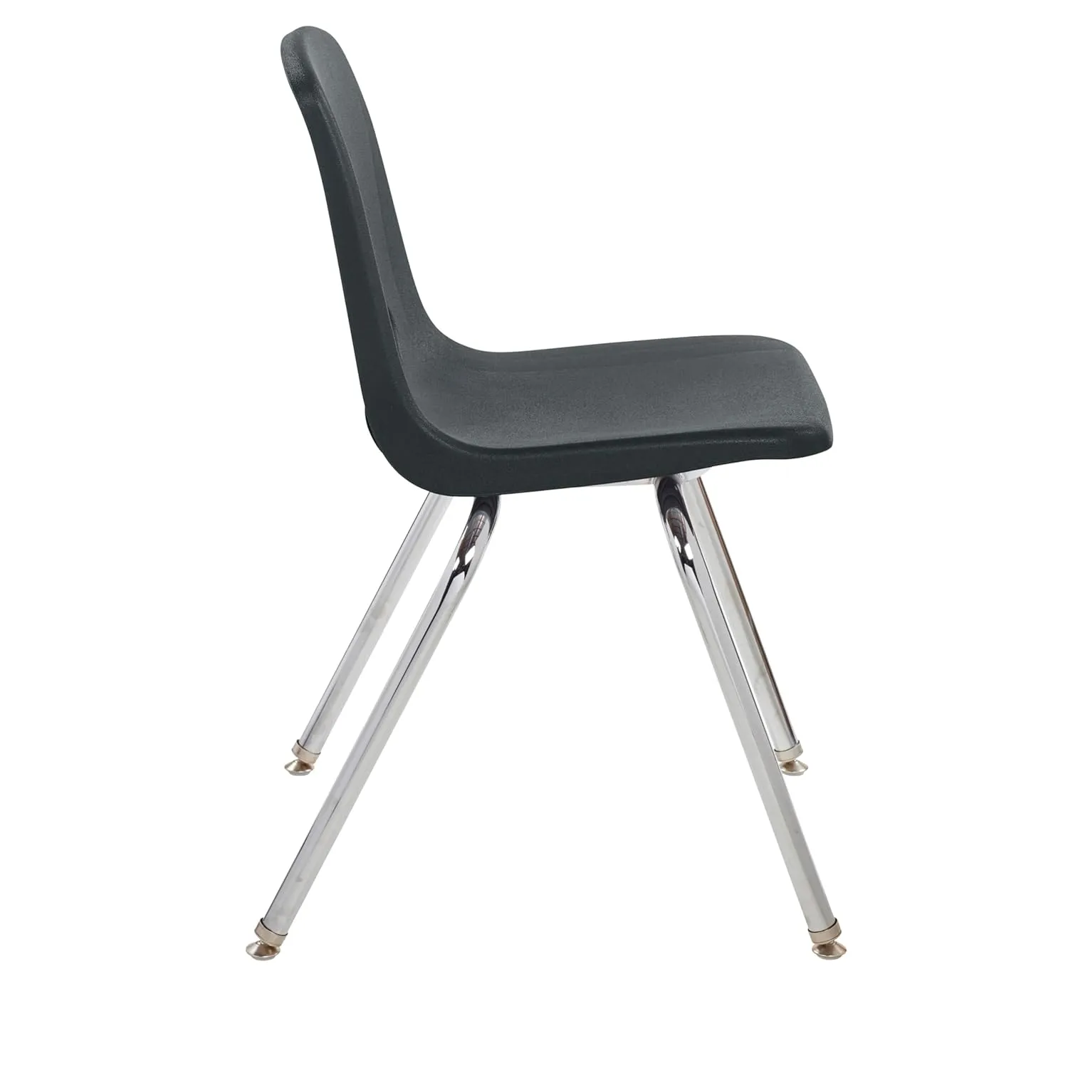 Factory Direct Partners 10371-BK 18" School Stack Chair, Stacking Student Seat with Chromed Steel Legs and Nylon Swivel Glides for in-Home Learning, Classroom or Office - Black (5-Pack)