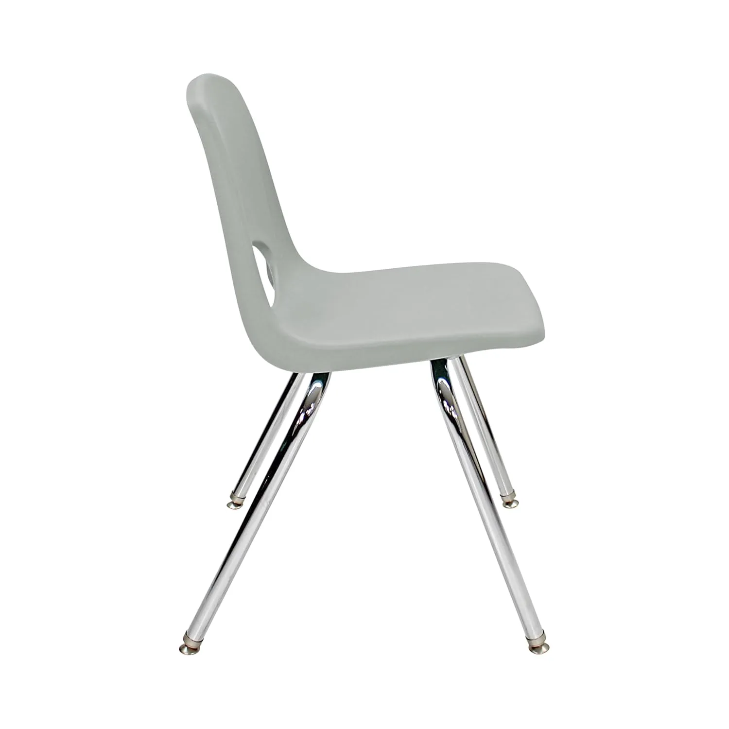 Factory Direct Partners 10371-LG 18" School Stack Chair, Stacking Student Seat with Chromed Steel Legs and Nylon Swivel Glides for in-Home Learning, Classroom or Office - Light Gray (5-Pack)