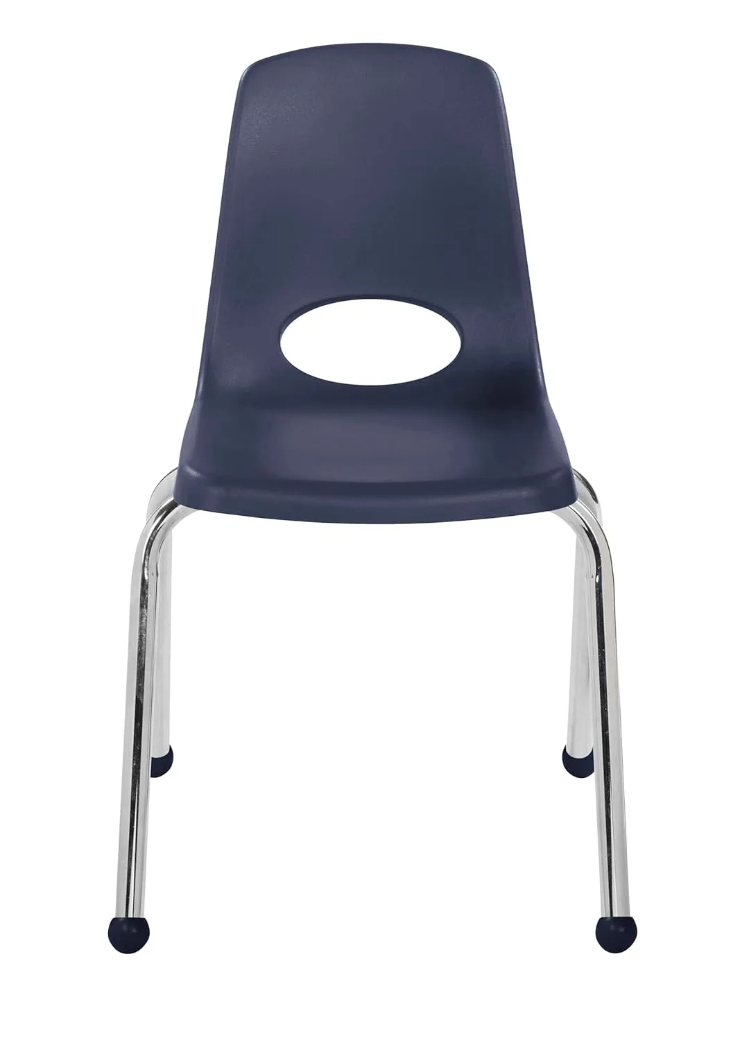 Factory Direct Partners 10382-NV 16" School Stack Chair, Stacking Student Seat with Chromed Steel Legs and Ball Glides for in-Home Learning or Classroom - Navy (4-Pack)