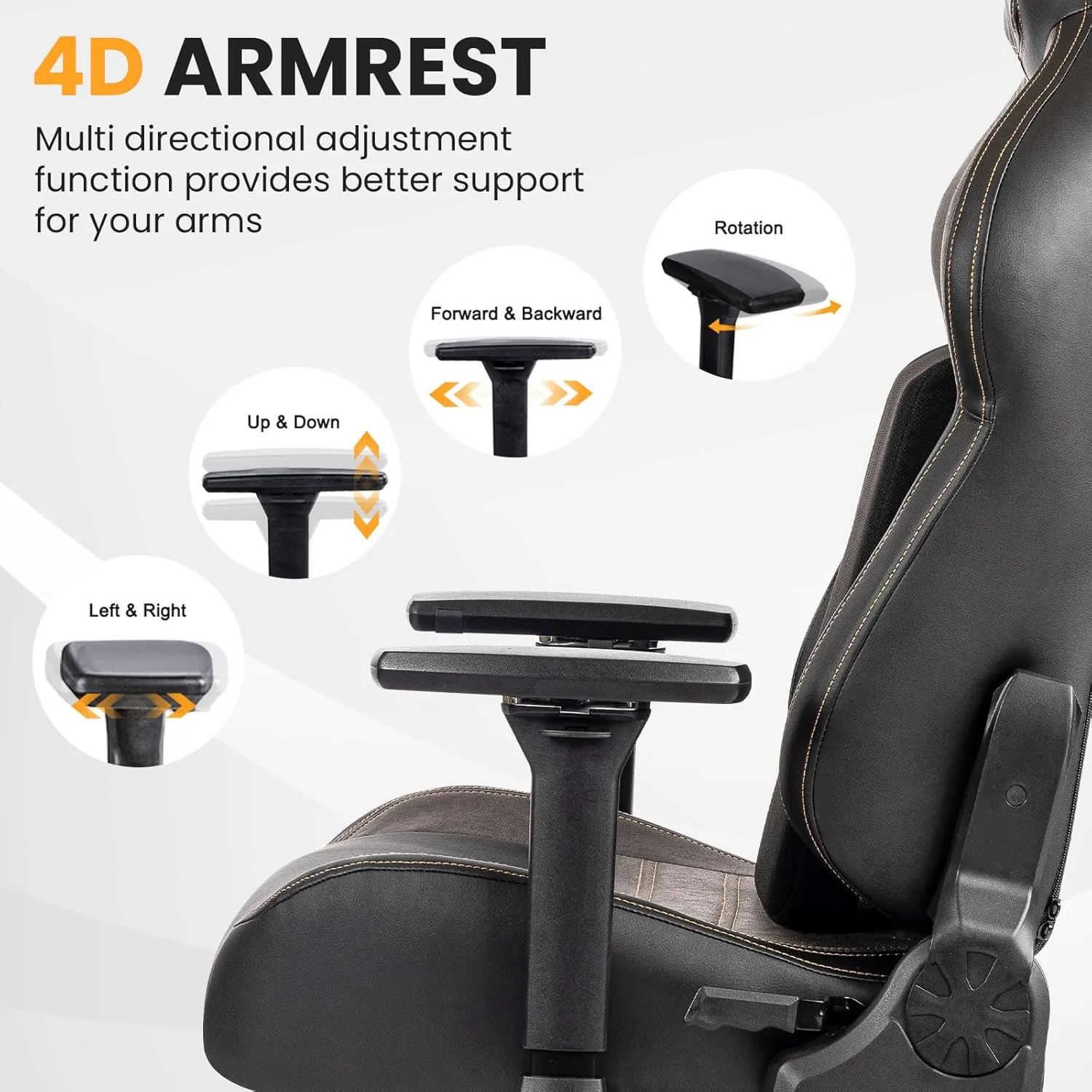 Fantasylab Big & Tall Gaming Chair 440lb Metal Base Memory Foam Lumbar Seat Cushion 4D Adjustable Arms Swivels & Reclines Ergonomic High-Back Racing Computer Gaming Chair, Black