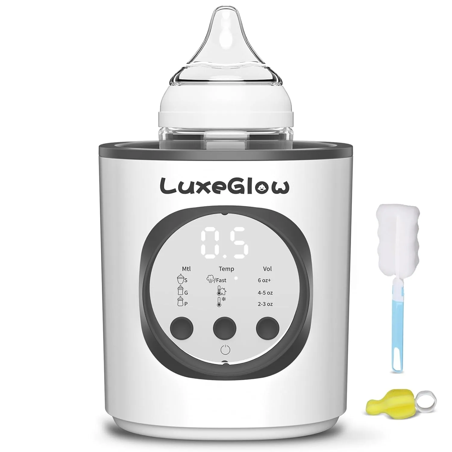 Fast Baby Bottle Warmer for Breastmilk and Formula, Smart Temperature Control to Preserve Fullest Nutrients in Breastmilk, LuxeGlow 10-in-1 Multifunctional for All Bottles Night Feeding Easy