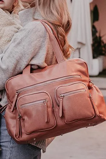 *Faux Leather Carry All Nappy Bag - Dusty Rose - OIOI