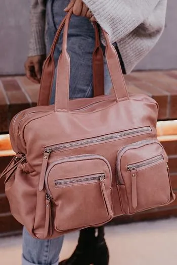 *Faux Leather Carry All Nappy Bag - Dusty Rose - OIOI
