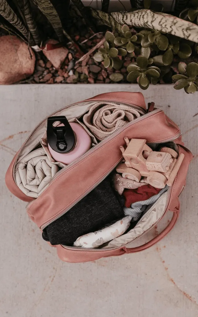 *Faux Leather Carry All Nappy Bag - Dusty Rose - OIOI