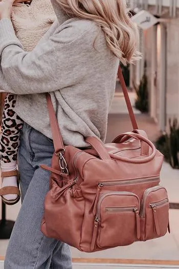 *Faux Leather Carry All Nappy Bag - Dusty Rose - OIOI