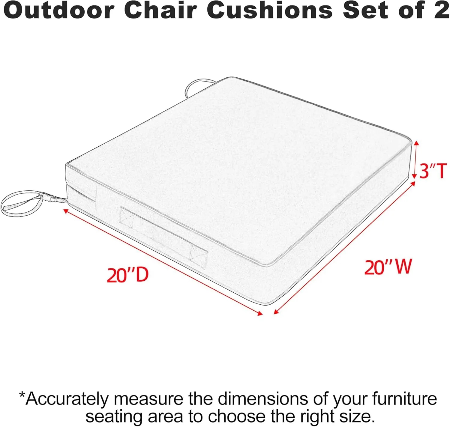 Favoyard Patio Chair Cushions 20 x 20 x 3 Inch Waterproof Outdoor Seat Cushions for Patio Furniture 3-Year Color Fastness Garden Sofa Couch Chair Pads with Handle & Adjustable Straps Set of 2, Green