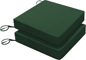 Favoyard Patio Chair Cushions 20 x 20 x 3 Inch Waterproof Outdoor Seat Cushions for Patio Furniture 3-Year Color Fastness Garden Sofa Couch Chair Pads with Handle & Adjustable Straps Set of 2, Green