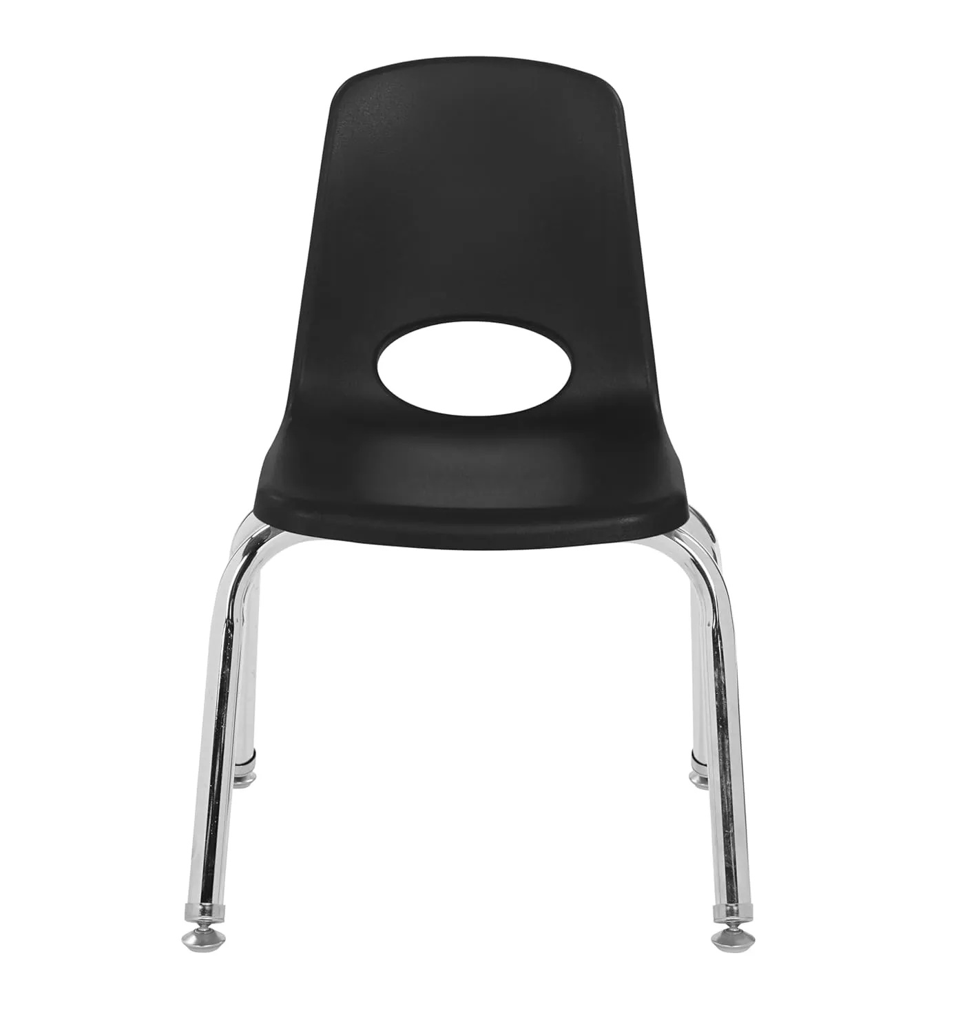FDP 12" School Stack Chair, Stacking Student Seat with Chromed Steel Legs and Nylon Swivel Glides; For In-Home Learning or Classroom - Black (6-Pack), 10360-BK