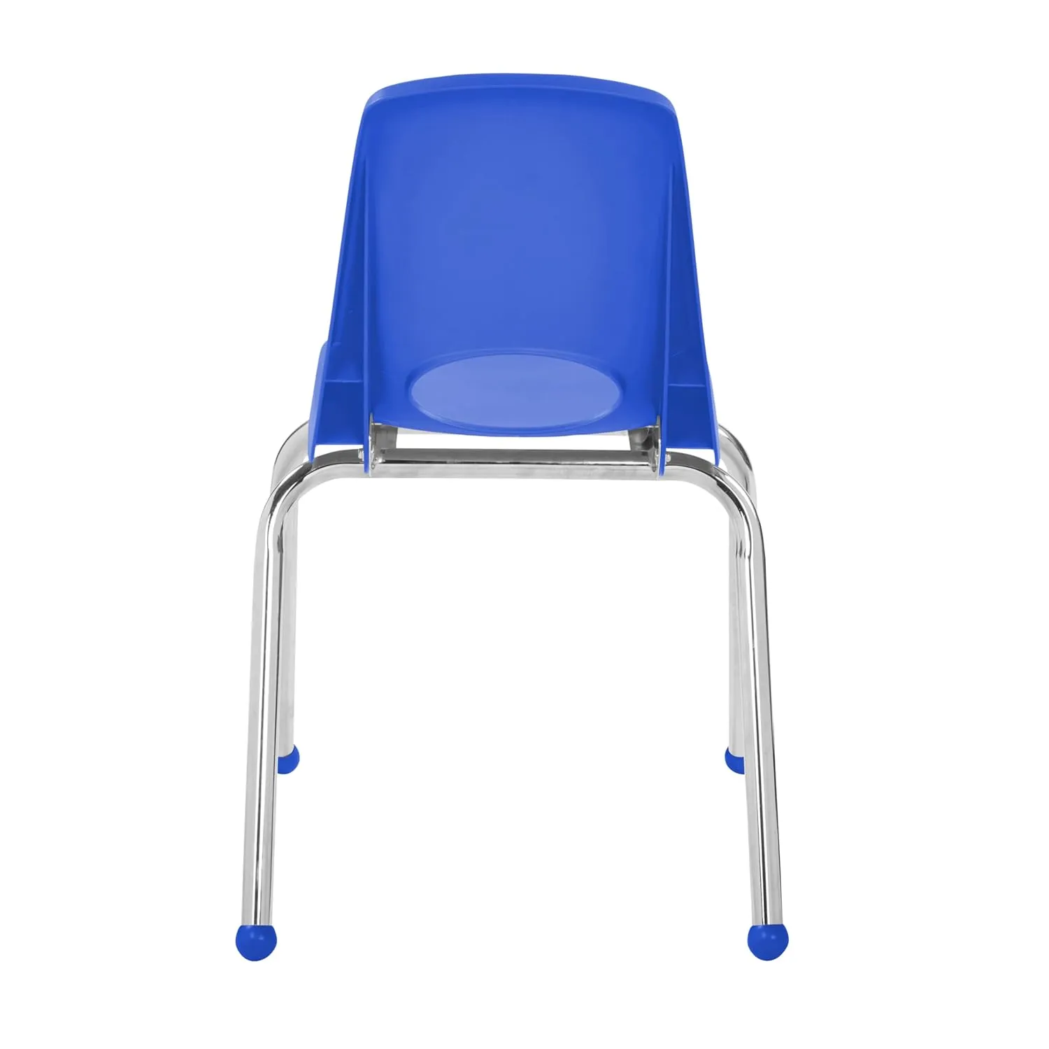 FDP 16" School Stack Chair, Stacking Student Seat with Chromed Steel Legs and Ball Glides; For In-Home Learning or Classroom - Blue (6-Pack), 10367-BL