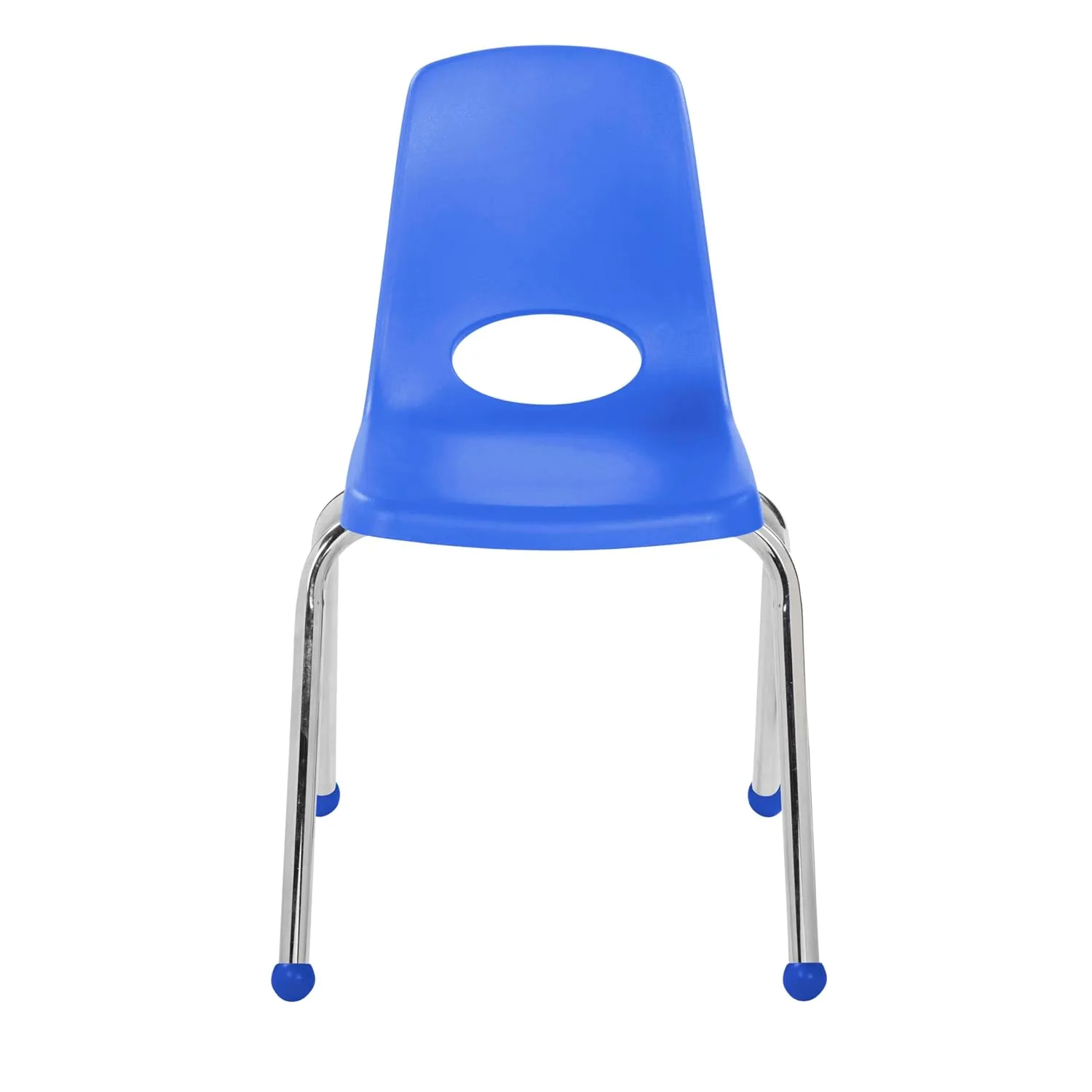 FDP 16" School Stack Chair, Stacking Student Seat with Chromed Steel Legs and Ball Glides; For In-Home Learning or Classroom - Blue (6-Pack), 10367-BL