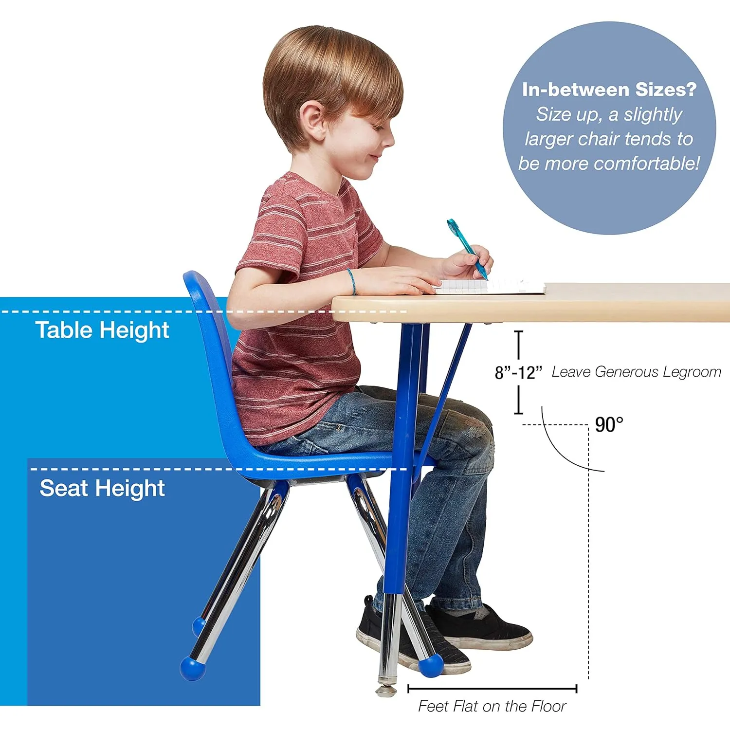FDP 16" School Stack Chair, Stacking Student Seat with Chromed Steel Legs and Ball Glides; For In-Home Learning or Classroom - Blue (6-Pack), 10367-BL