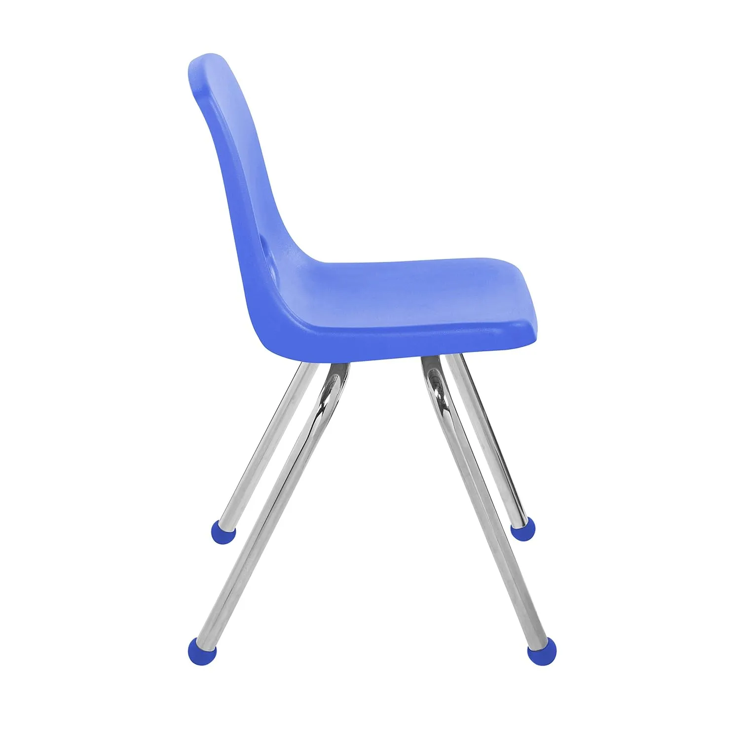FDP 16" School Stack Chair, Stacking Student Seat with Chromed Steel Legs and Ball Glides; For In-Home Learning or Classroom - Blue (6-Pack), 10367-BL