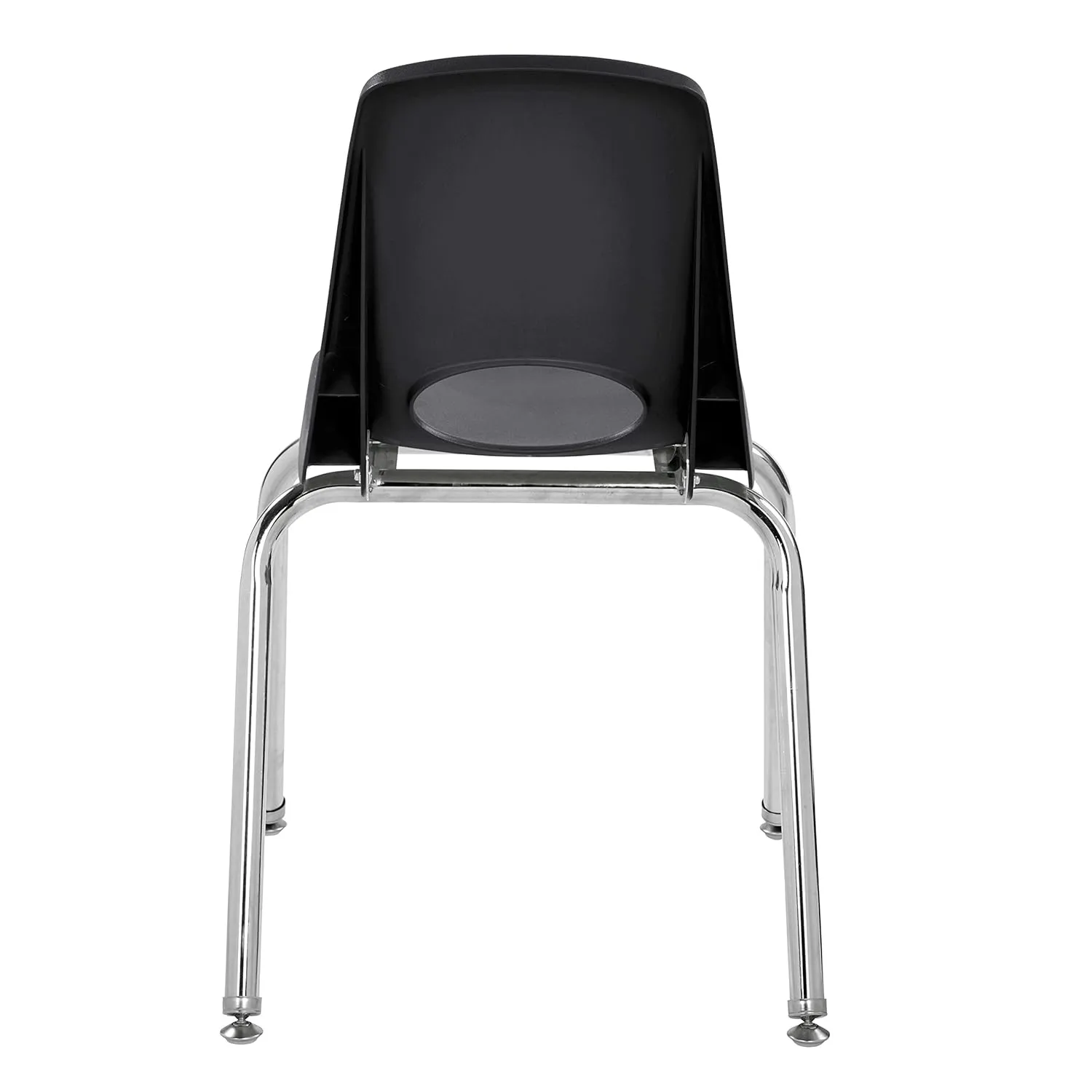 FDP 16" School Stack Chair, Stacking Student Seat with Chromed Steel Legs and Nylon Swivel Glides; for in-Home Learning or Classroom - Black (4-Pack), 10383-BK