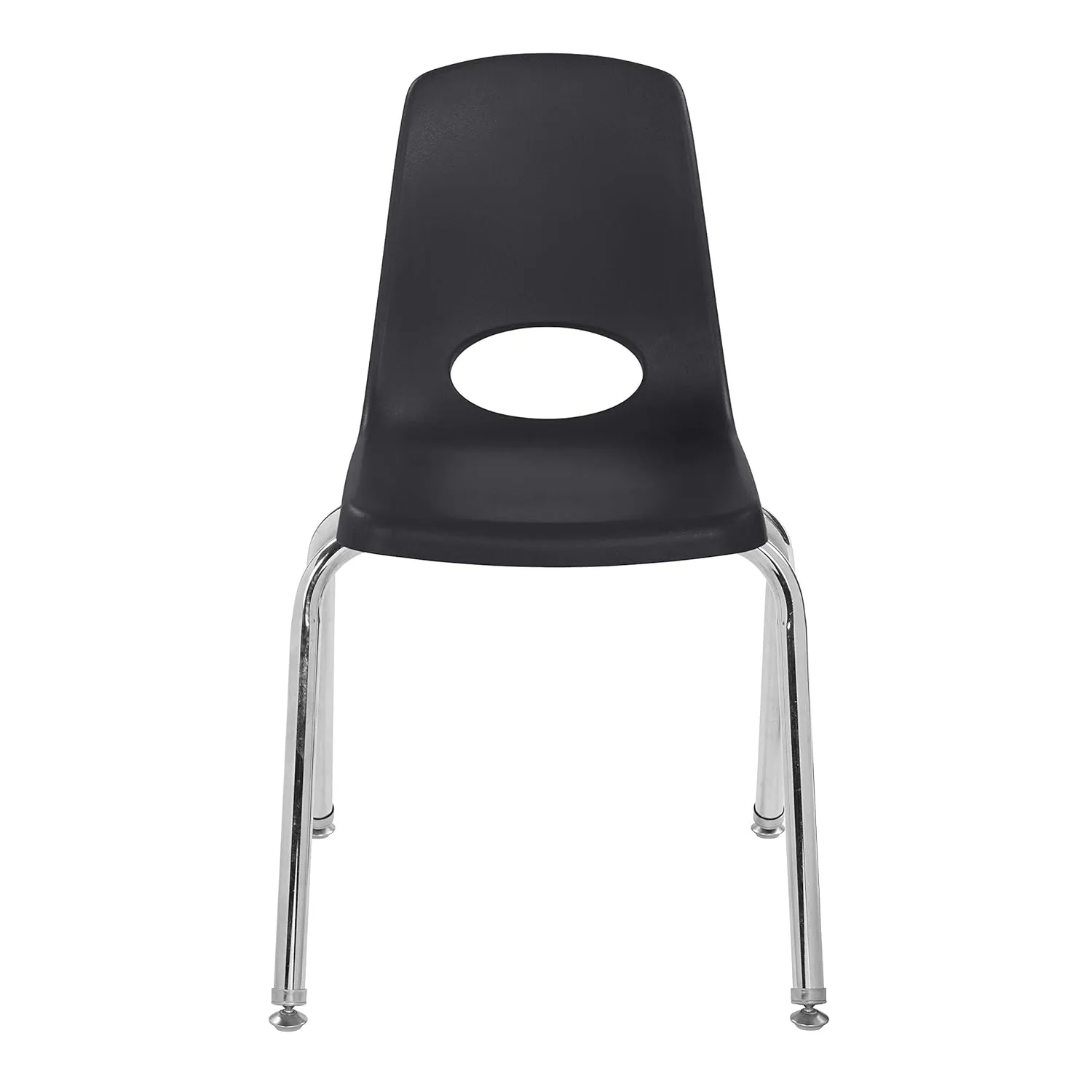 FDP 16" School Stack Chair, Stacking Student Seat with Chromed Steel Legs and Nylon Swivel Glides; for in-Home Learning or Classroom - Black (4-Pack), 10383-BK