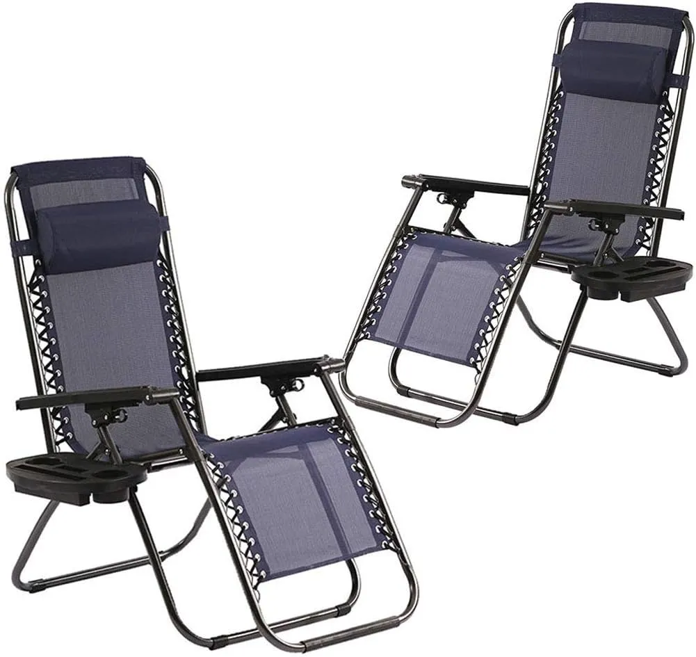 FDW Zero Gravity Chair Patio Lounge Chairs Lounge Patio Chairs 2 Pack Adjustable Reliners for Pool Yard with Cup Holder