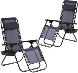 FDW Zero Gravity Chair Patio Lounge Chairs Lounge Patio Chairs 2 Pack Adjustable Reliners for Pool Yard with Cup Holder