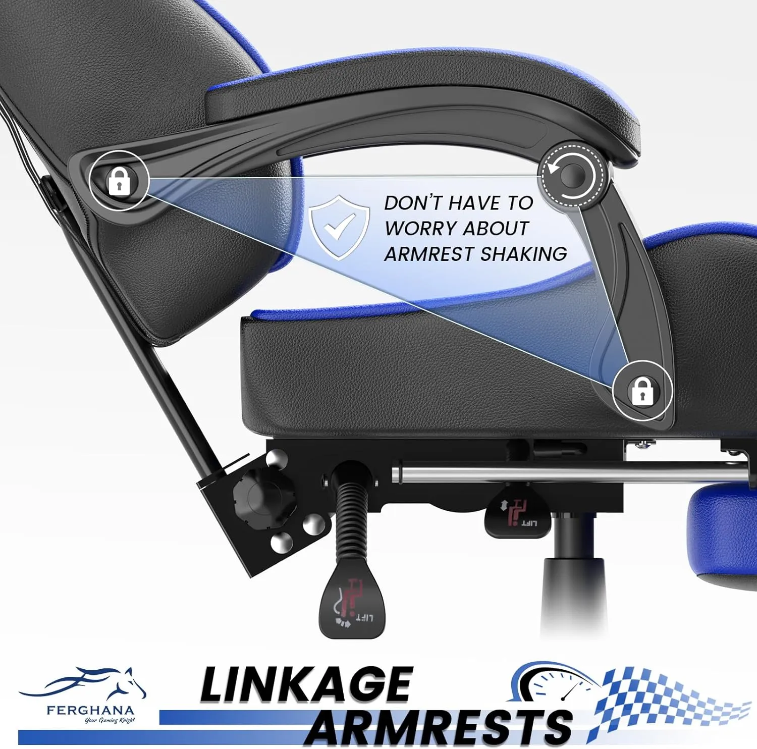 Ferghana Blue Gaming Chairs with Footrest,Computer Game Chair,Massage Gaming Chairs,Christmas,Xmas Gift,PC Gaming Chairs for Adults Teens for Gaming Live Streaming Room