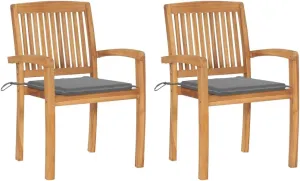 fire Pit Chairs,high Chair,Patio Furniture,Beach Chair,Patio Chairs 2 pcs with Gray Cushions Solid Teak WoodFor Gardens, patios, Balconies
