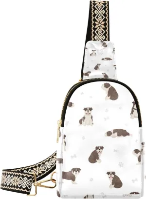 Fisyme English Bulldog Dog Small Sling Bag for Women Fashion Waist Packs Leather Crossbody Fanny Pack Purse for Travel