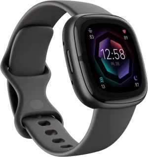 Fitbit Sense 2 Advanced Health and Fitness Smartwatch with Tools to Manage Stress and Sleep, ECG App, SpO2, 24/7 Heart Rate and GPS, Shadow Grey/Graphite, One Size (S & L Bands Included)