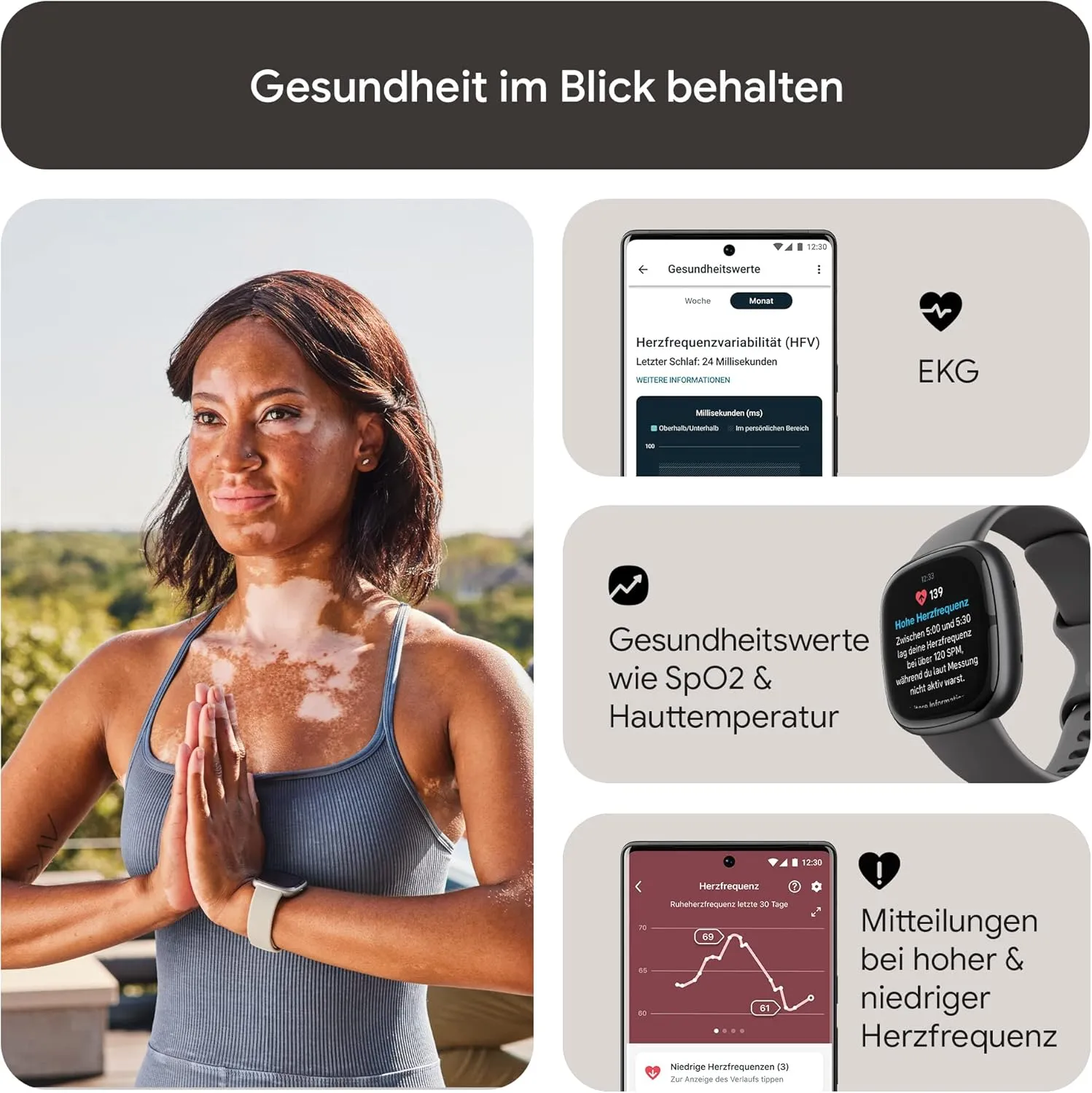 Fitbit Sense 2 Advanced Health and Fitness Smartwatch with Tools to Manage Stress and Sleep, ECG App, SpO2, 24/7 Heart Rate and GPS, Shadow Grey/Graphite, One Size (S & L Bands Included)