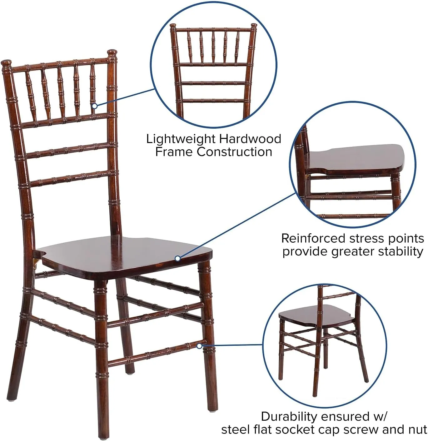 Flash Furniture 2 Pack HERCULES Series Fruitwood Chiavari Chair