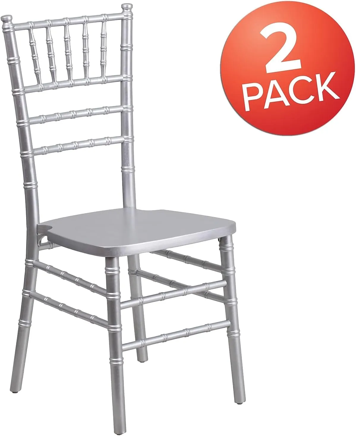 Flash Furniture 2 Pack HERCULES Series Silver Wood Chiavari Chair