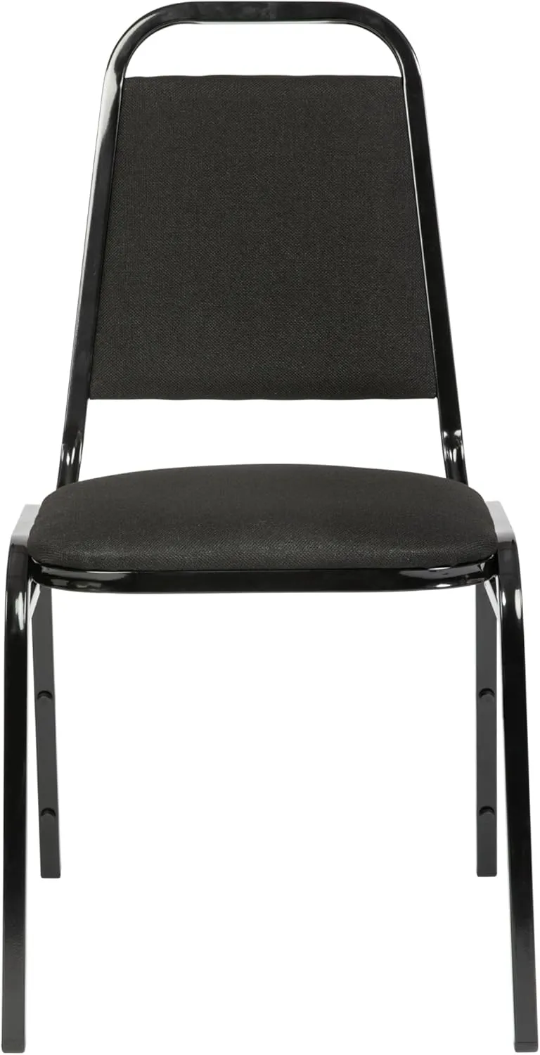 Flash Furniture 4 Pack Hercules Series Trapezoidal Back Stacking Banquet Chair in Black Fabric - Black Frame