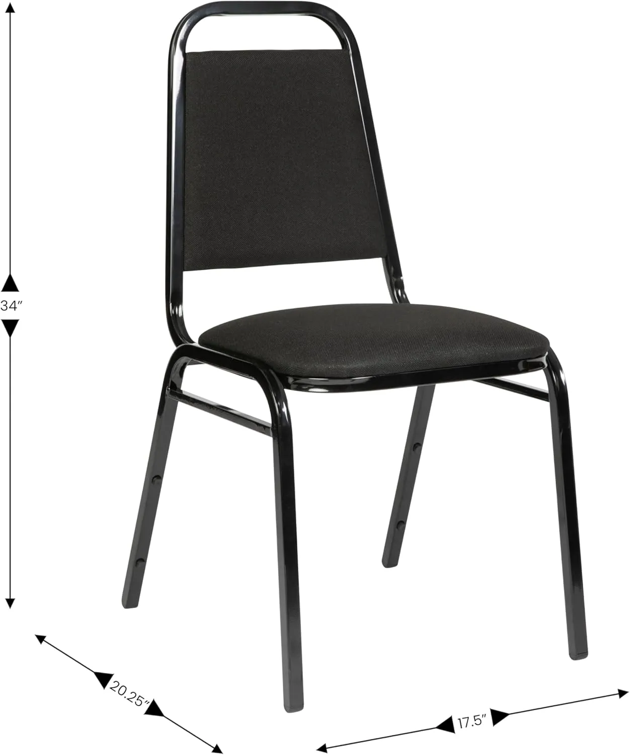 Flash Furniture 4 Pack Hercules Series Trapezoidal Back Stacking Banquet Chair in Black Fabric - Black Frame